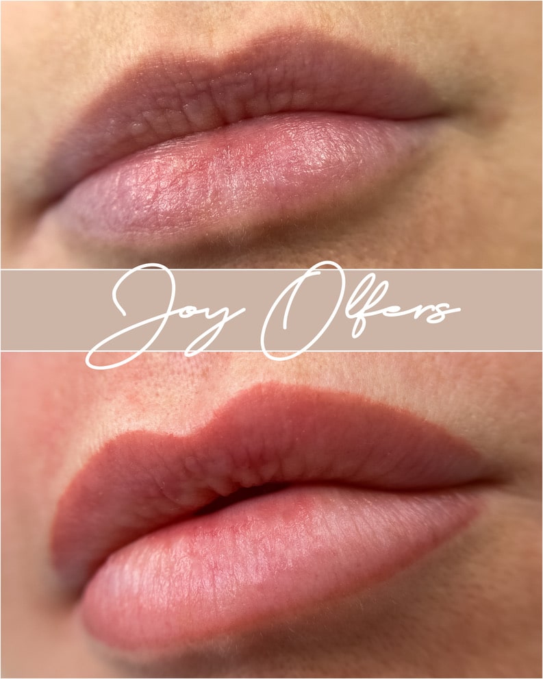 Læber før og efter lip blush-behandling